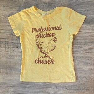 Yellow Short Sleeve Tee with Brown Print